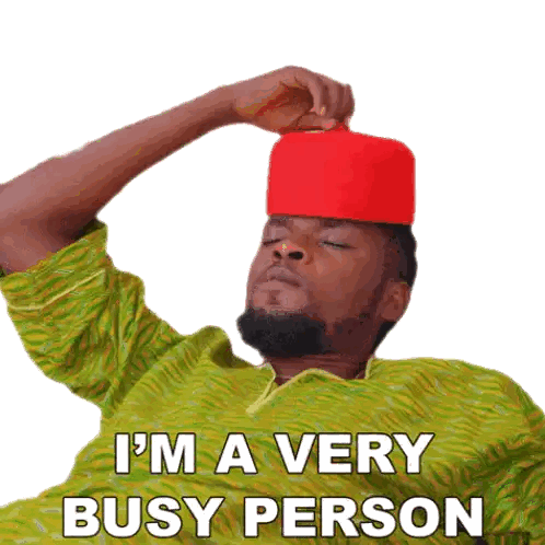 Man In Green Shirt And Red Hat Saying Im A Very Busy Person Sticker