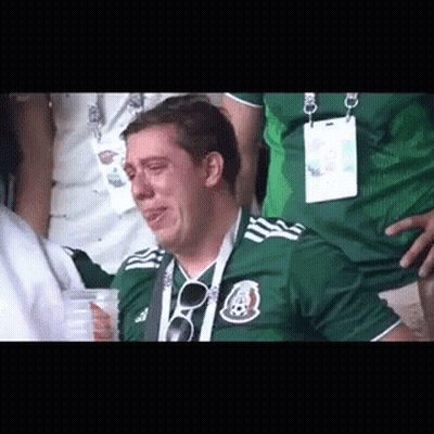 Man In Green Shirt Crying In Stands GIF