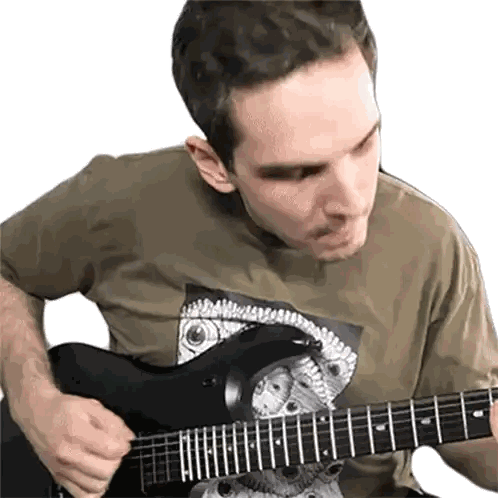 Man In Green Shirt Playing Electric Guitar Sticker