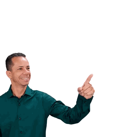 Man In Green Shirt Pointing Up Sticker