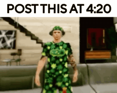 Man In Green Shirt Post This At 4:20 GIF