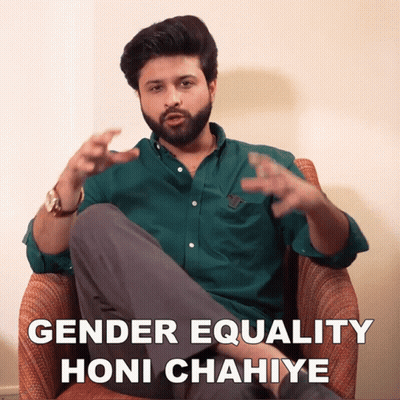 Man In Green Shirt Saying Gender Equality Honi Chahiye GIF