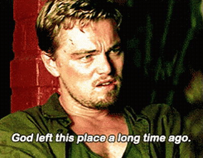 Man In Green Shirt Saying God Left This Place A Long Time Ago GIF