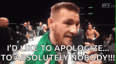 Man In Green Shirt Saying I'd Like To Apologize To Nobody GIF