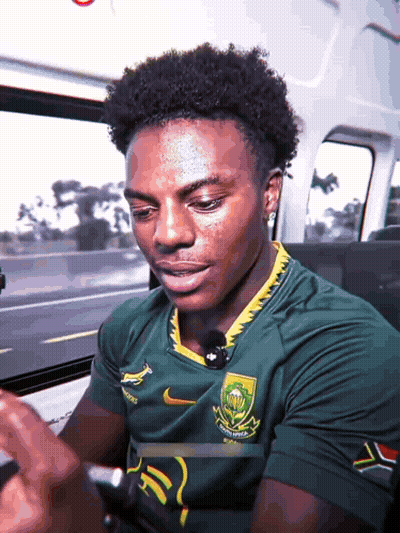 Man In Green Shirt Saying South Africa GIF