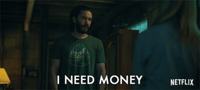 Man In Green Shirt Says I Need Money To A Woman GIF