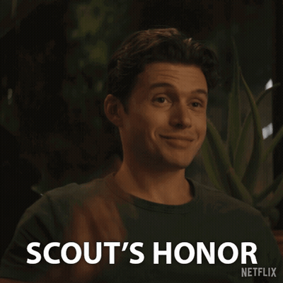 Man In Green Shirt Says Scout's Honor GIF