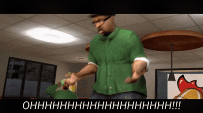 Man In Green Shirt Standing In Front Of Ohhhhhhh Sign GIF