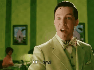 Man In Green Suit And Bow Tie Talking About Being Fired GIF