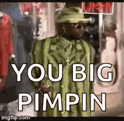 Man In Green Suit And Hat Saying You Big Pimpin GIF