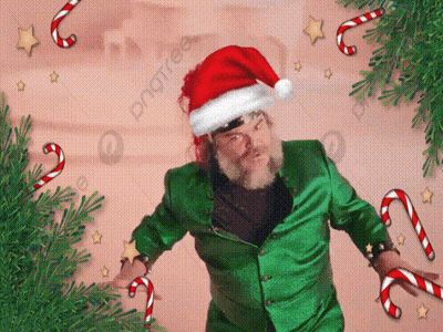 Man In Green Suit And Santa Hat With Candy Canes GIF
