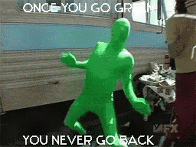 Man In Green Suit Dancing Once You Go Green You Never Go Back GIF