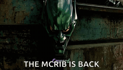 Man In Green Suit In Dark Alleyway The McRib Is Back GIF