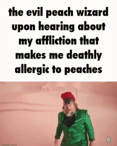 Man In Green Suit Talking About Peach Allergy GIF
