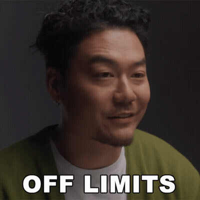 Man In Green Sweater Says Off Limits GIF