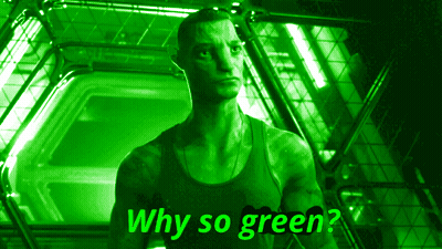 Man In Green Tank Top Saying Why So Green GIF