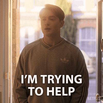 Man In Grey Adidas Sweater Saying I'm Trying To Help GIF