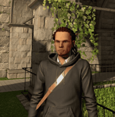 Man In Grey Hoodie With Brown Strap GIF