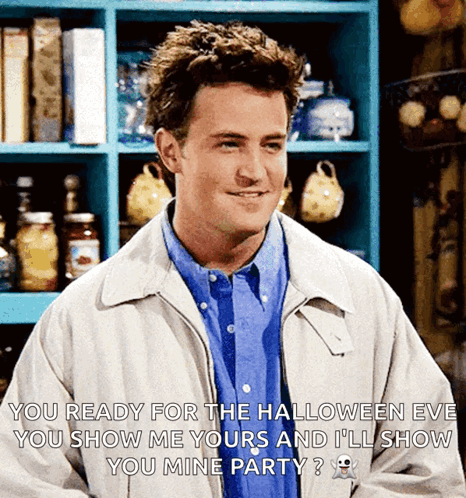 Man In Grey Jacket Says You Ready For Halloween Eve GIF