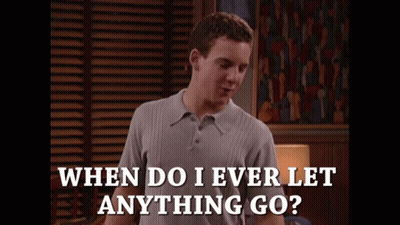 Man In Grey Shirt Asking When Do I Ever Let Anything Go GIF