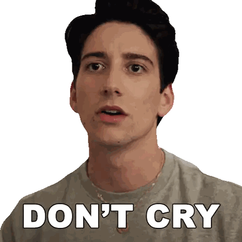 Man In Grey Shirt Saying Don't Cry Sticker