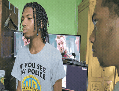 Man In Grey Shirt Saying If You See A Police Turn A Broth GIF