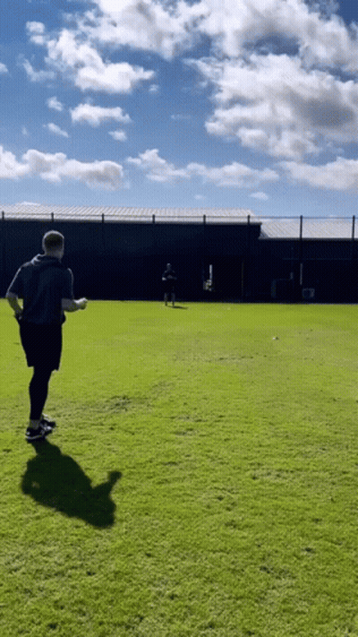 Man In Grey Shirt Standing On Green Field GIF