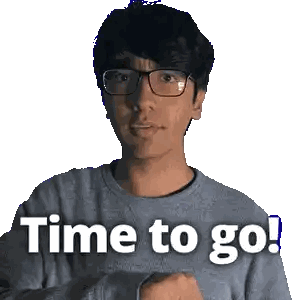 Man In Grey Sweater Says Time To Go Sticker