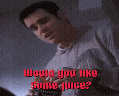 Man In Grey Sweatshirt Asking About Juice GIF