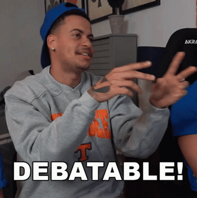 Man In Grey Sweatshirt Saying Debatable GIF