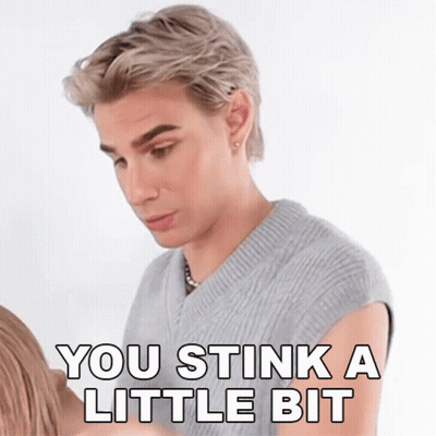 Man In Grey Vest Says You Stink A Little Bit GIF
