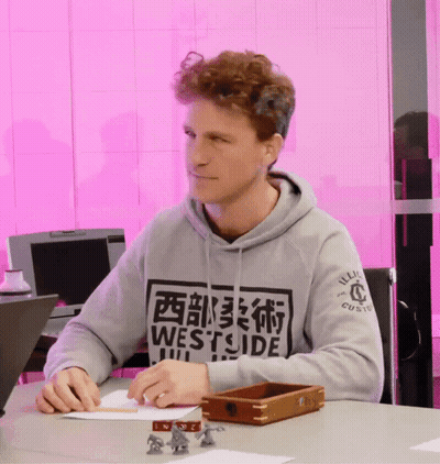 Man In Grey Westside Sweatshirt Sitting At Desk GIF