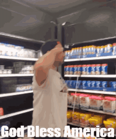 Man In Grocery Store God Bless America GIF