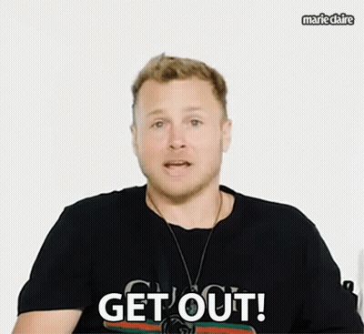 Man In Gucci Shirt Says Get Out GIF