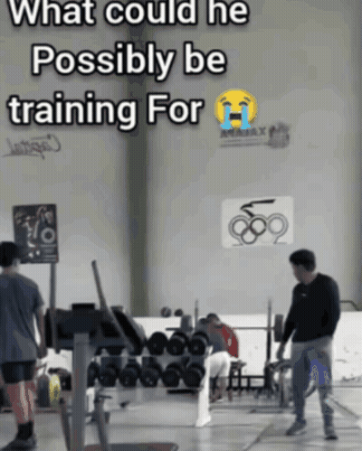 Man In Gym What Could He Possibly Be Training For GIF