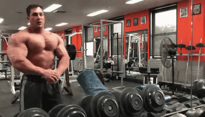 Man In Gym With Dumbbells GIF