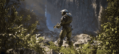 Man In Halo Armor Holding Glowing Object GIF