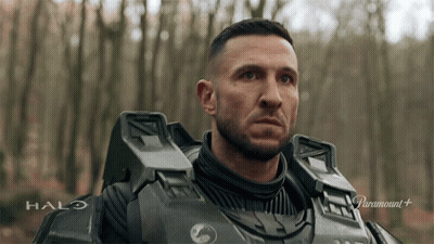 Man In Halo Armor In Forest GIF