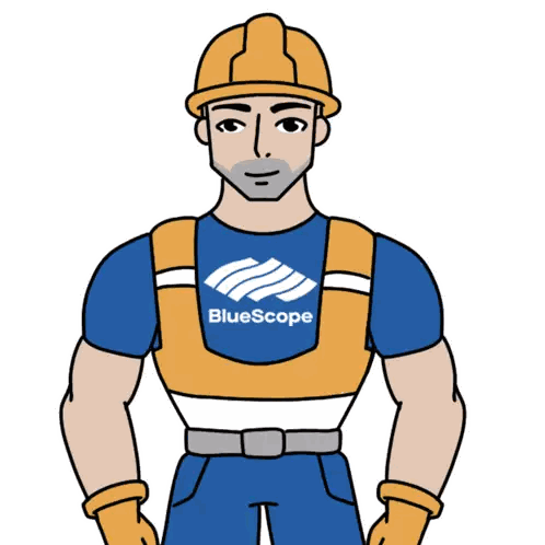 Man In Hard Hat And Blue Bluescope Shirt Sticker