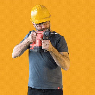 Man In Hard Hat Holding Hilti Drill GIF