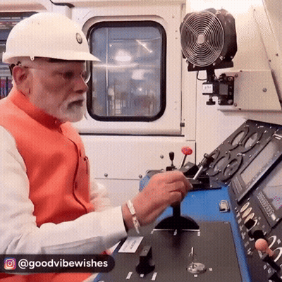 Man In Hard Hat Operating Machine Goodvibewishes GIF