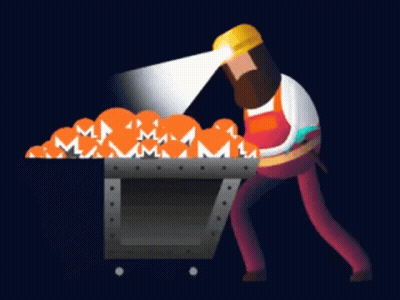 Man In Hard Hat Pushing Wheelbarrow Of Pumpkins GIF