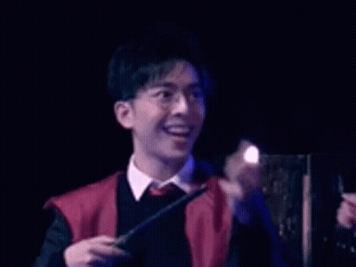 Man In Harry Potter Costume Holding Wand Thumbs Up GIF
