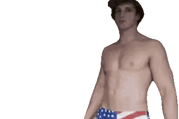 Man In Hat And American Flag Shorts Sticker