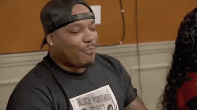 Man In Hat And Black Panther T-Shirt GIF