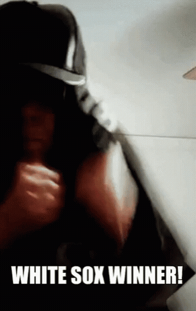 Man In Hat And Black Shirt Saying White Sox Winner GIF