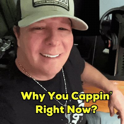Man In Hat And Black Shirt Says Why You Cappin Right Now GIF
