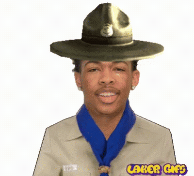 Man In Hat And Blue Scarf Laker Gifs GIF