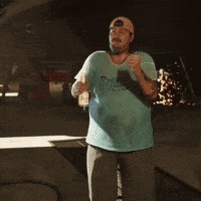Man In Hat And Blue Shirt Holding Beer GIF