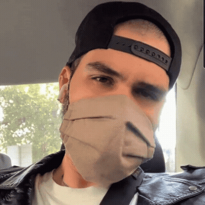 Man in Hat and Face Mask Number 12